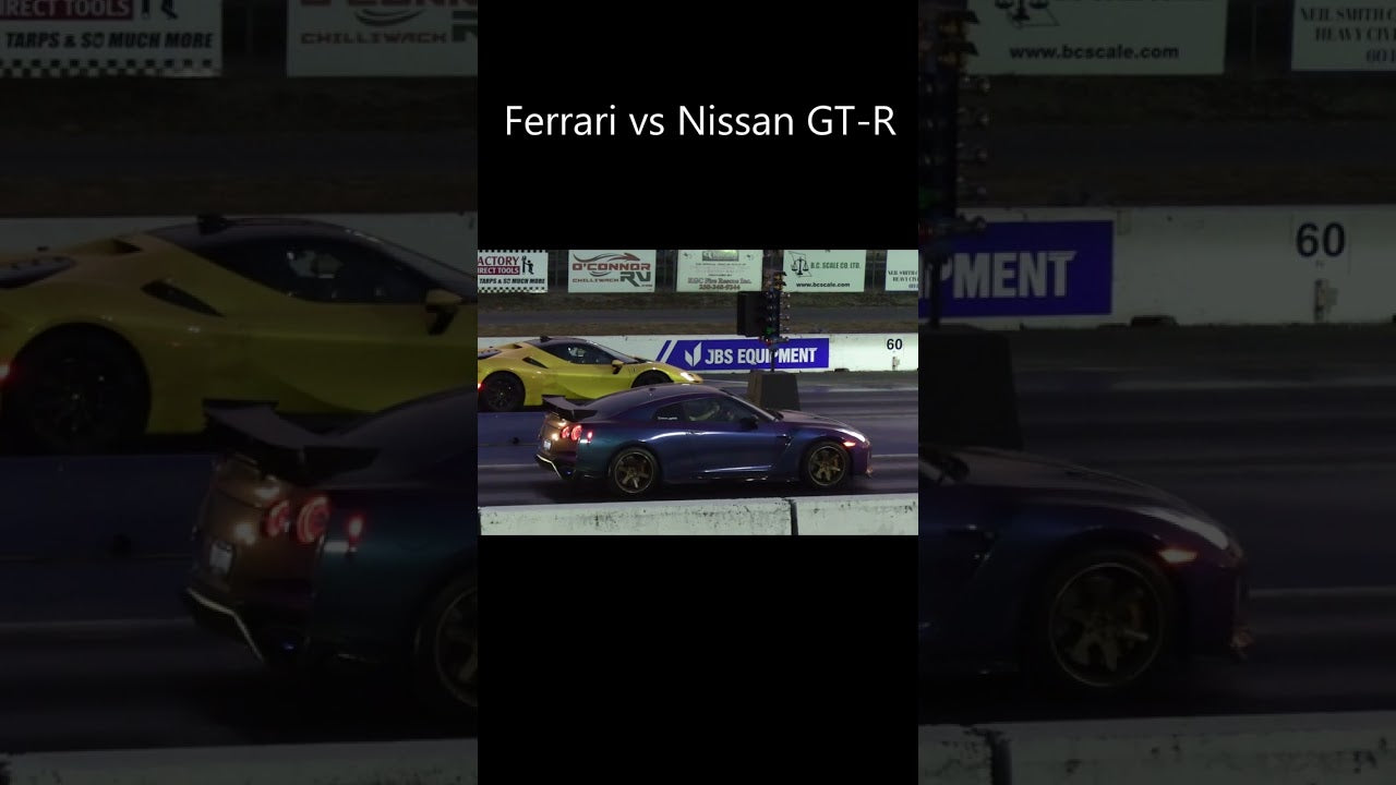 Ferrari SF90 Stradale vs Nissan GT-R - drag racing