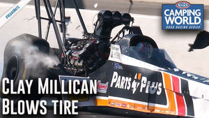 Clay Millican blows tire at the Nevada Nationals