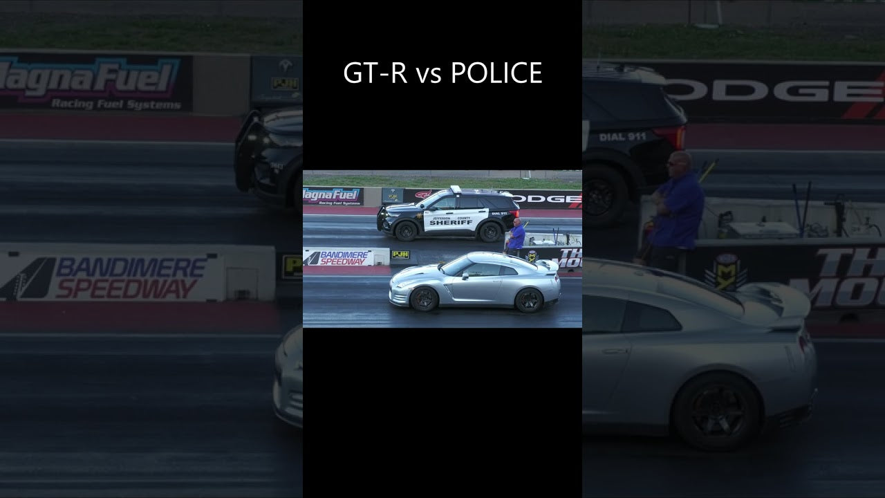 Nissan GT-R vs Police Car - drag race