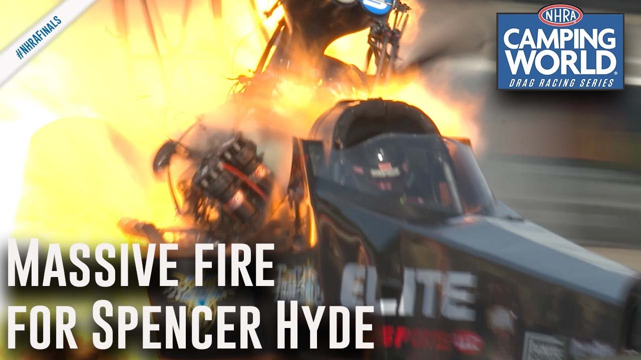 MASSIVE fire for Spencer Hyde at #NHRAFinals