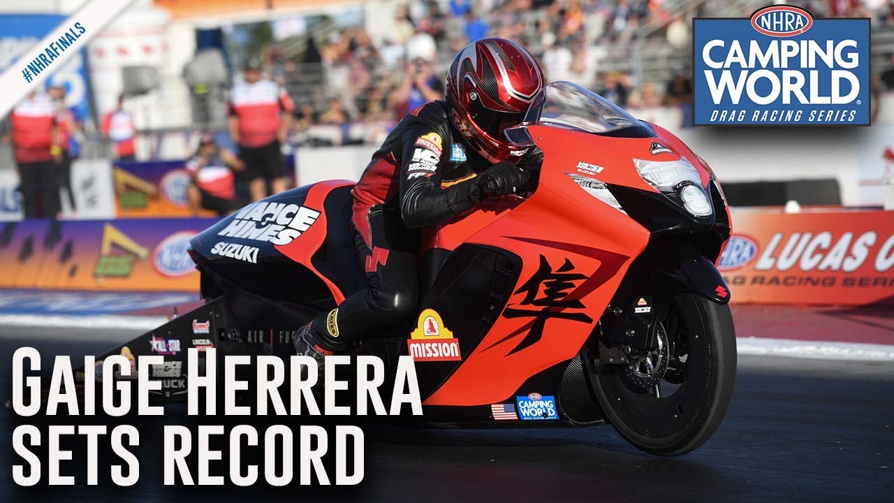 Gaige Herrera sets record for most NHRA Pro Stock Motorcycle wins in a single season