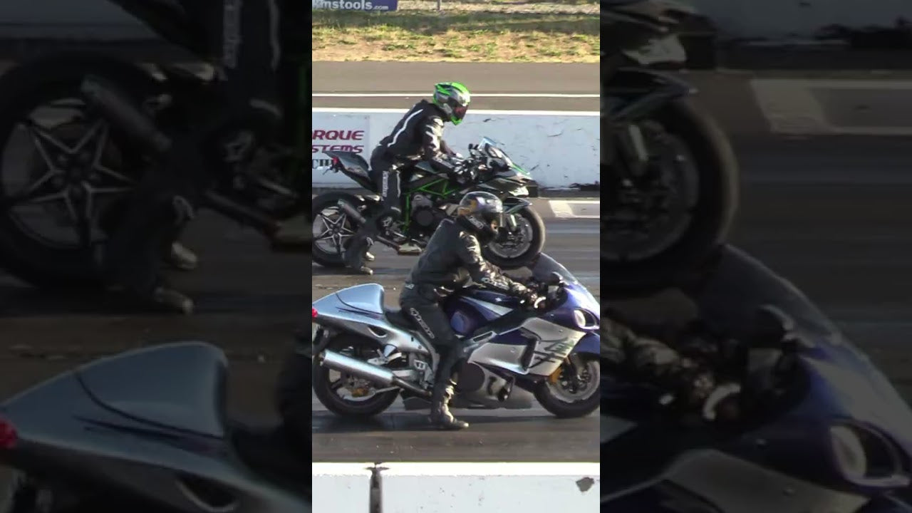 H2 Kawasaki vs Hayabusa - superbikes drag racing