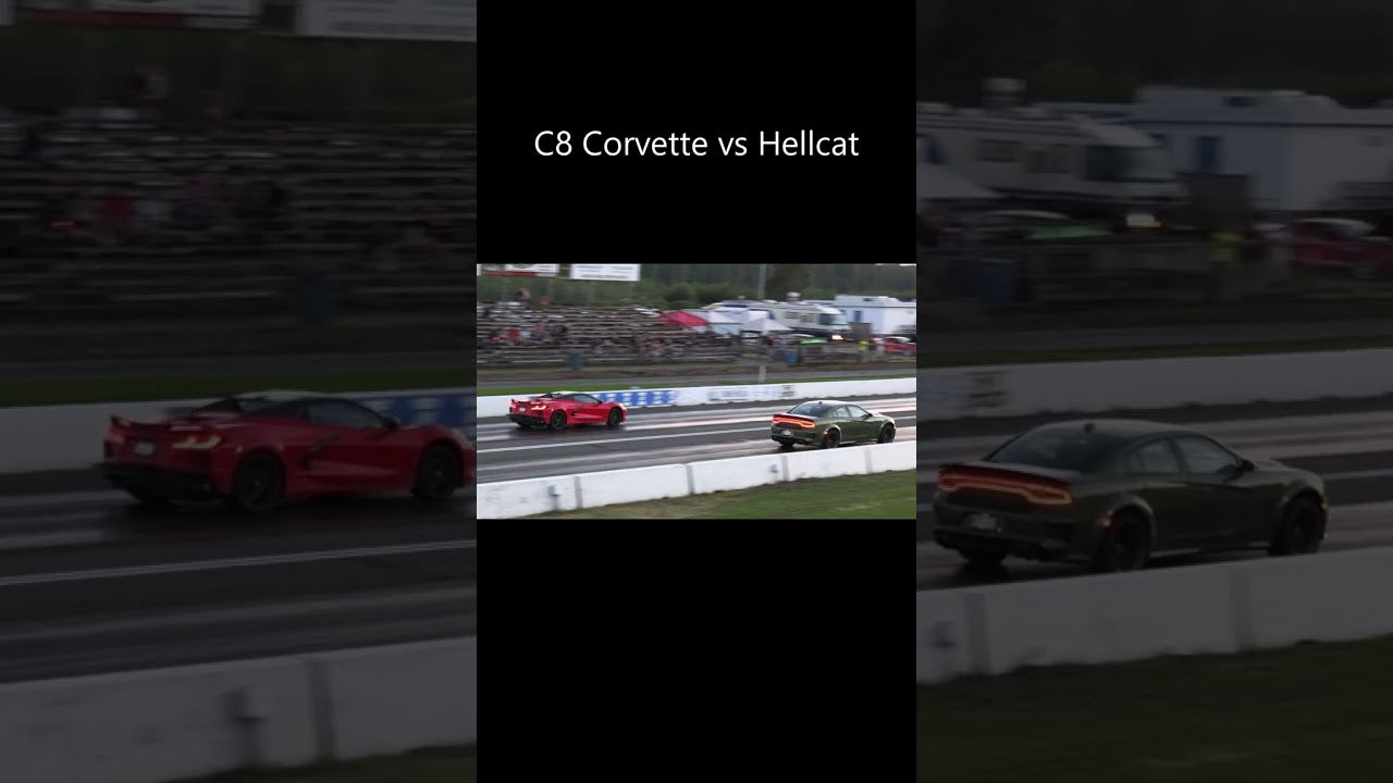 C8 Corvette vs Hellcat - drag racing