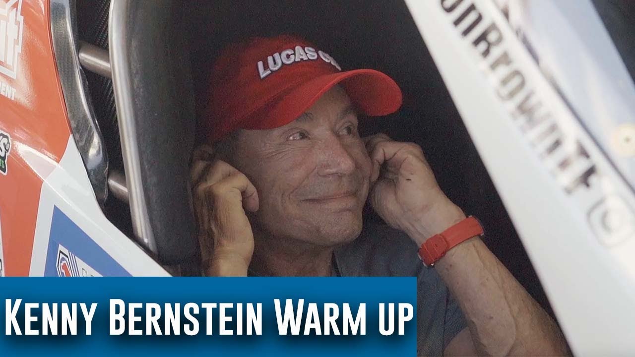 Kenny Bernstein warms up Antron Brown's Top Fuel Dragster