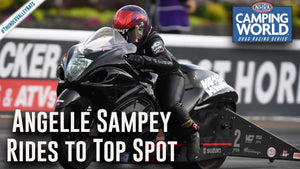 Angelle Sampey rides to the top spot Friday in Bristol