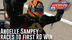 Angelle Sampey races to her first Top Alcohol Dragster round win in her debut race