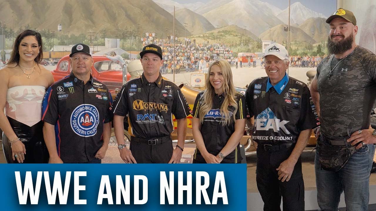 John Force Racing meets WWE Superstars Braun Stroman and Raquel Rodriguez