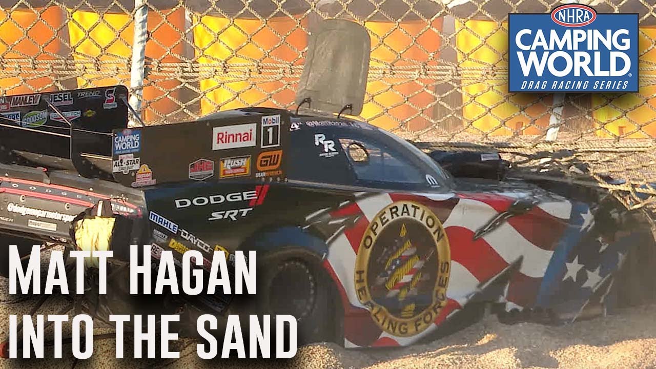 Matt Hagan goes into sand at #4widenats