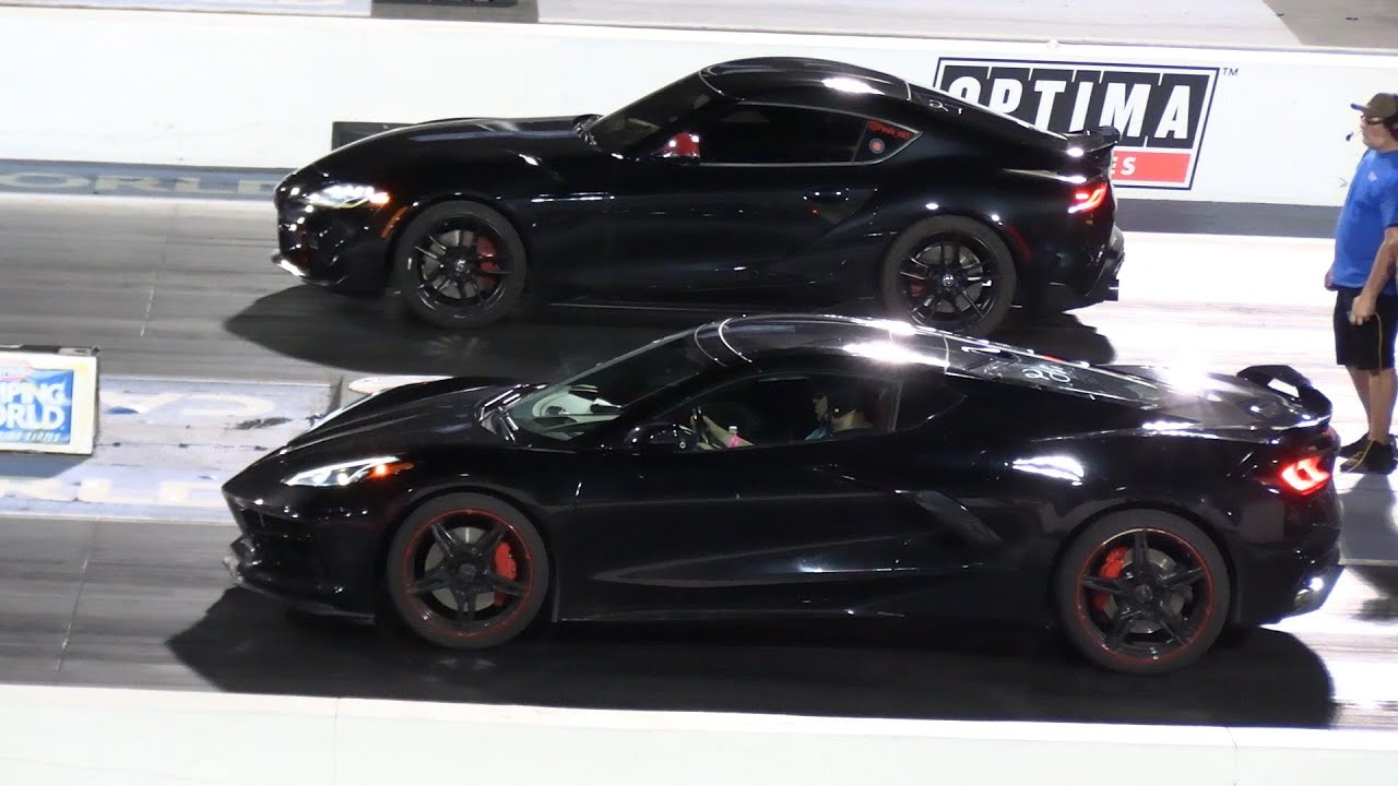 Supra vs C8 Corvette - drag racing