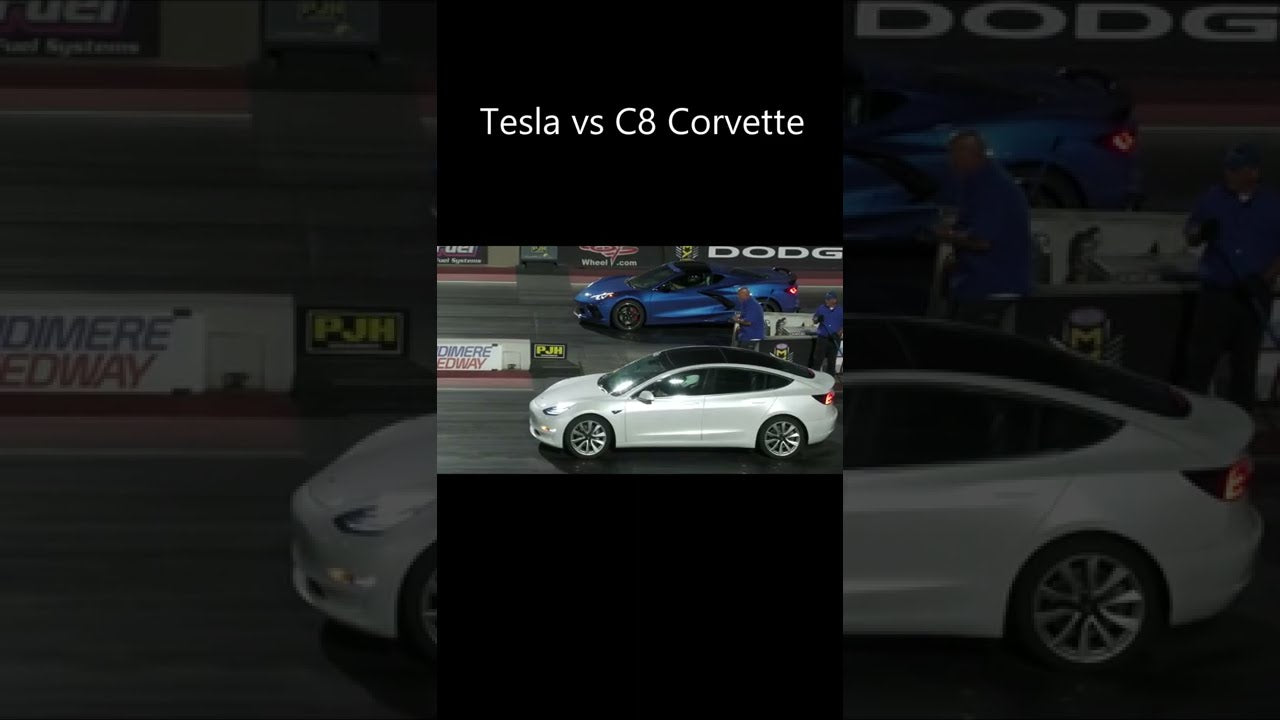 Tesla vs C8 Corvette - drag racing