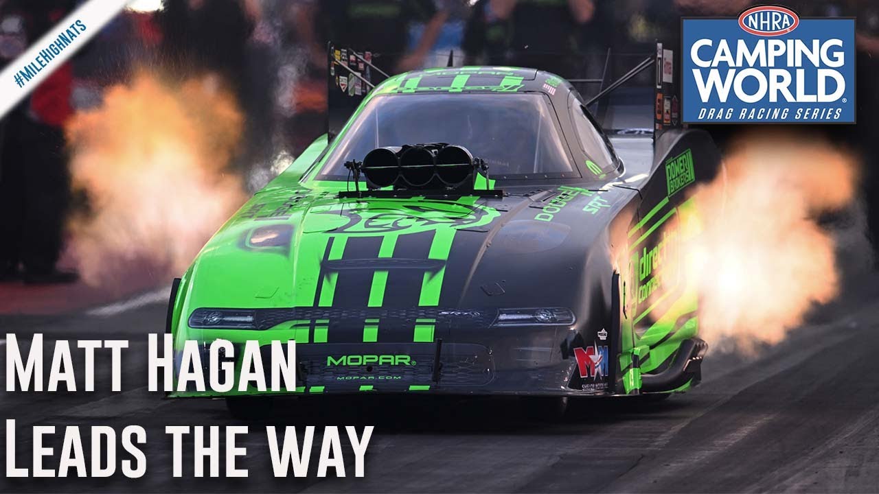 Matt Hagan leads the way at Bandimere Speedway